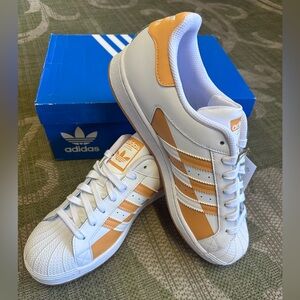 Adidas Superstar Split Cloud White Orange Shell Toe FY7702 Men Shoe Size 11